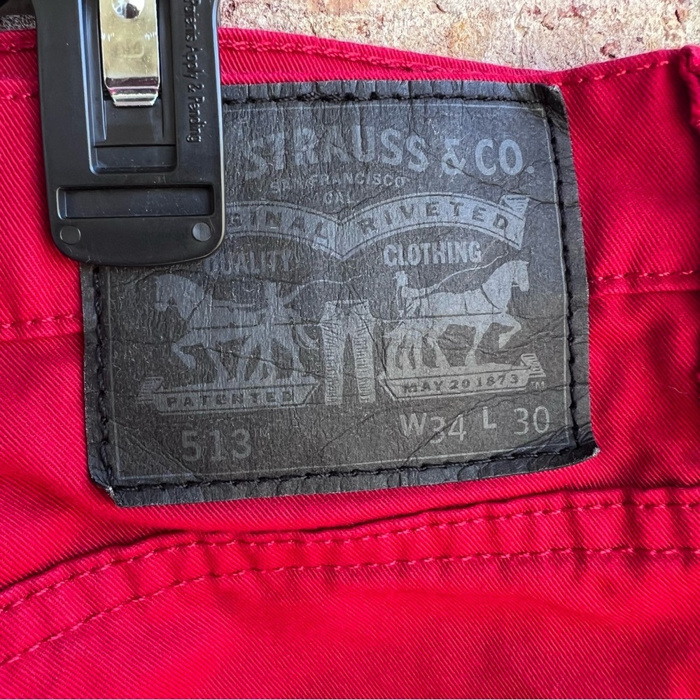🍒💣 Levi’s 513 red lightweight denim jeans - Picture 8 of 11